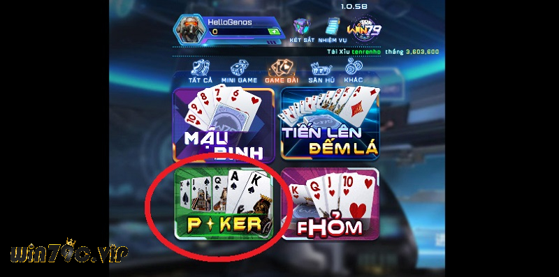 Hướng dẫn chơi Poker tại cổng game bài online Win79